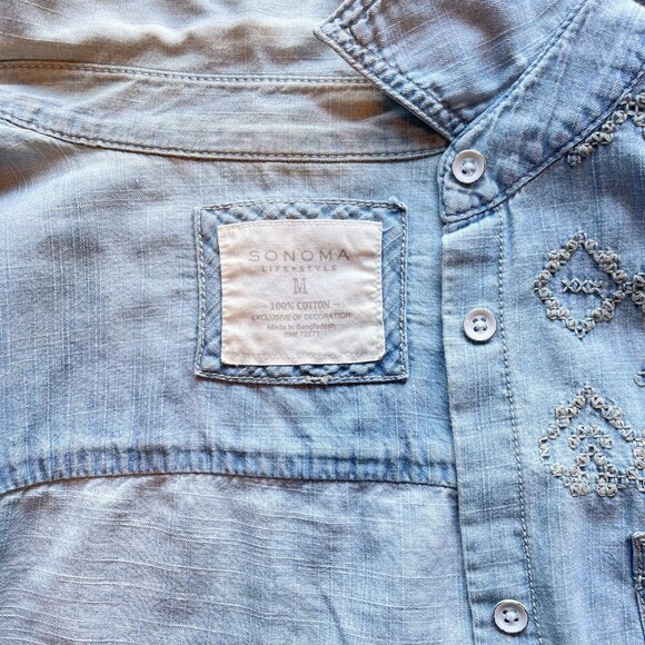 Denim Shirt With Crosshatch Stitching | Sonoma - Picture 6 of 7